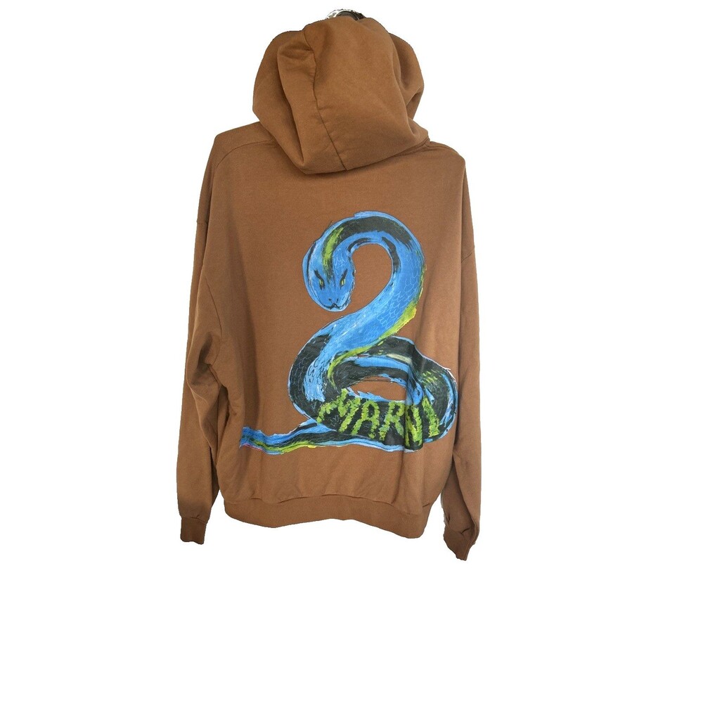 MARNI Piton Brushed Organic Cotton Hoodie Brown Snake Graphic Size 50/ L RP $920